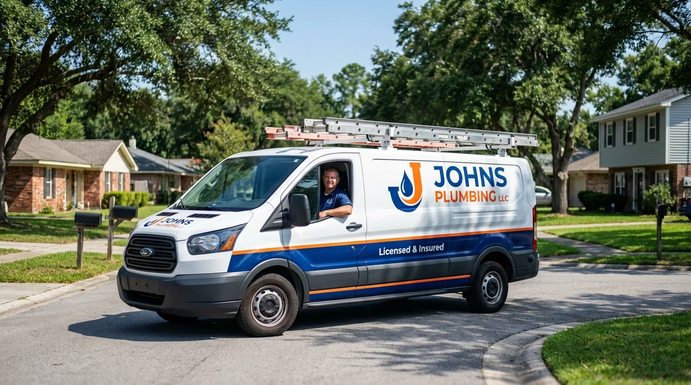 Johns Plumbing LLC service van in East Dublin, GA