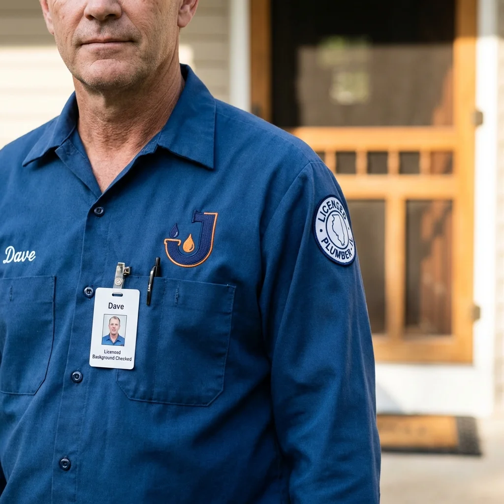 Licensed plumber showing ID badge in East Dublin, GA
