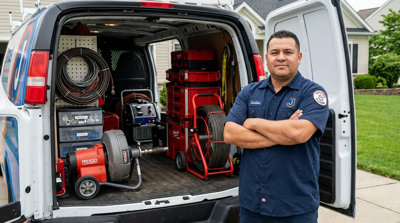 Professional drain cleaning equipment and Johns Plumbing LLC plumber in East Dublin