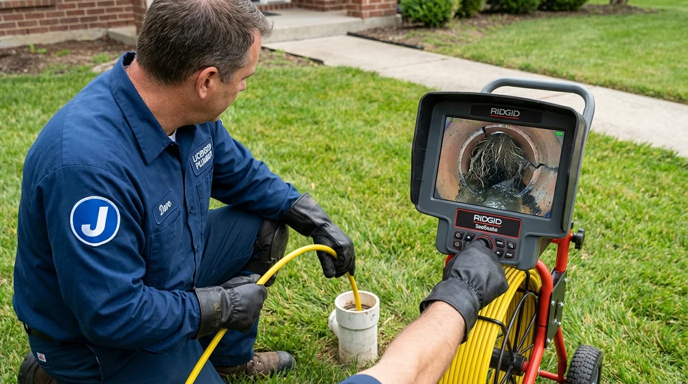 Sewer camera inspection being performed by Johns Plumbing LLC in East Dublin