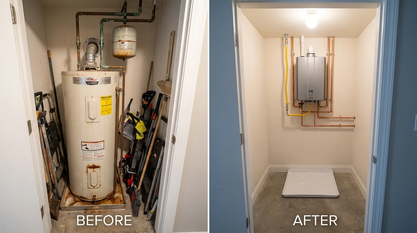 Tank water heater versus wall-mounted tankless unit comparison for East Dublin, GA homeowners