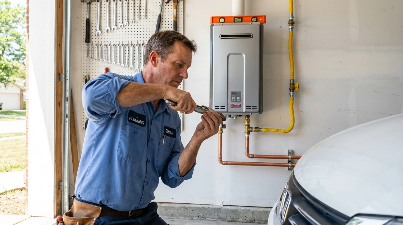 Tankless water heater installation by a Johns Plumbing LLC plumber in East Dublin